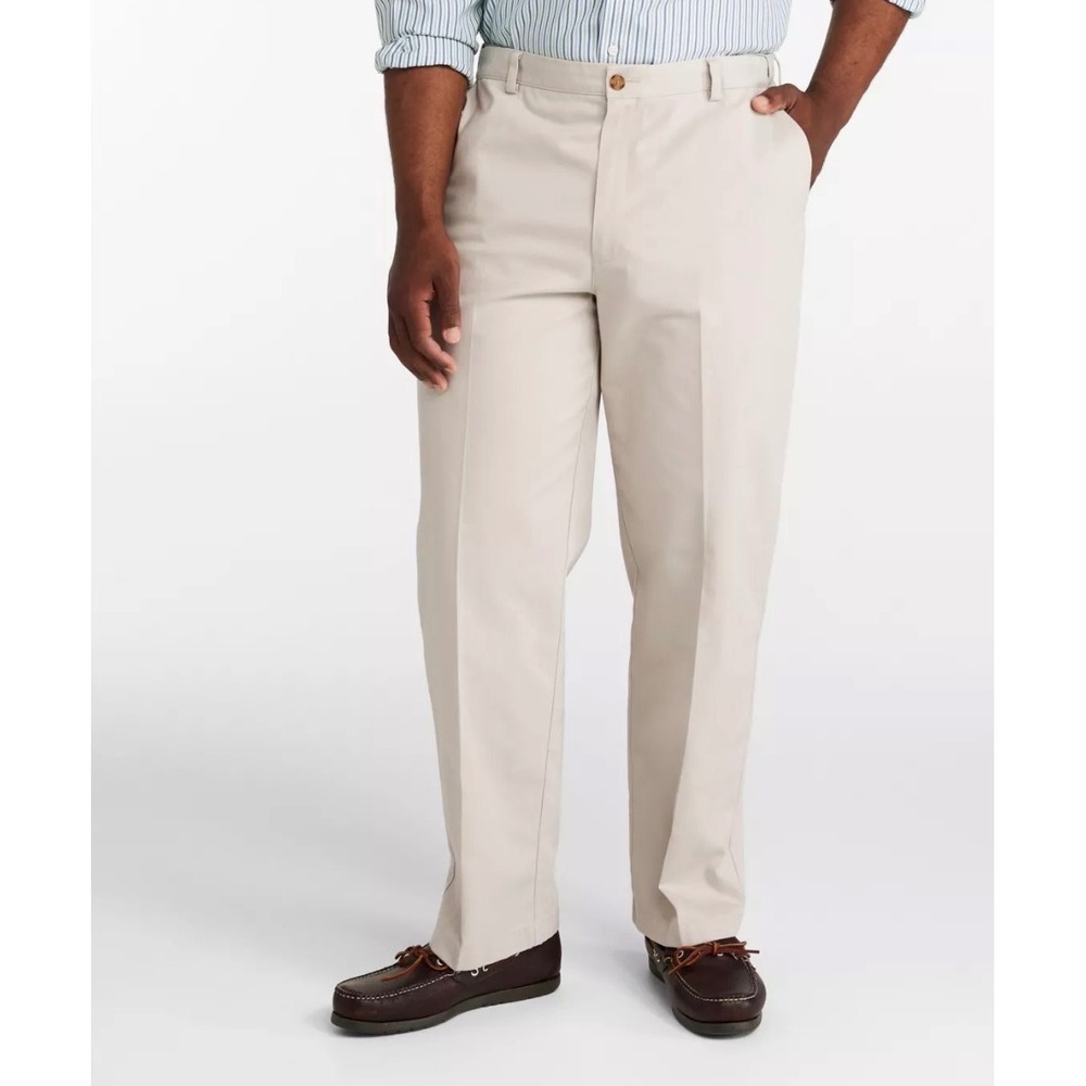 LL Bean Chino Pants Mens 37x34 Khaki Stone Classic Fit Cotton Twill 212330 NEW